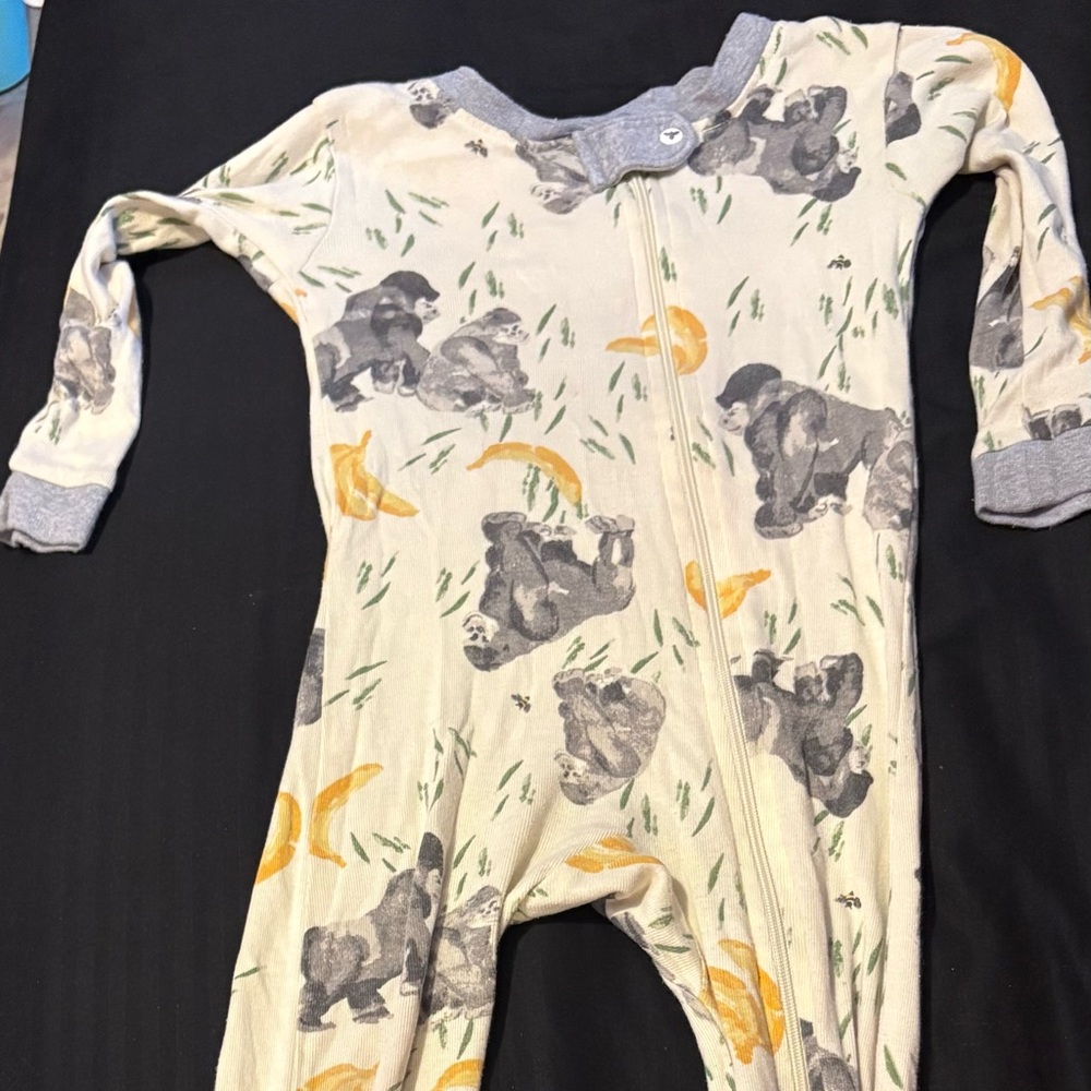 Burt's Bees Baby Cream and Gray Animal Print Footie